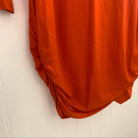 TRINA TURK Poppy Orange Romana Long Sleeve Shirred Ruched Dress Small R141730 - Picture 4 of 15